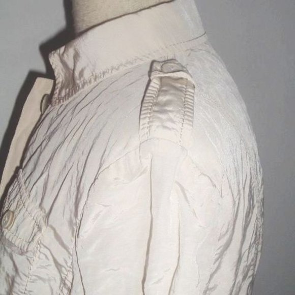 ELIE TAHARI IVORY button up shirt dress M epaulets safari pockets belt - Picture 3 of 8